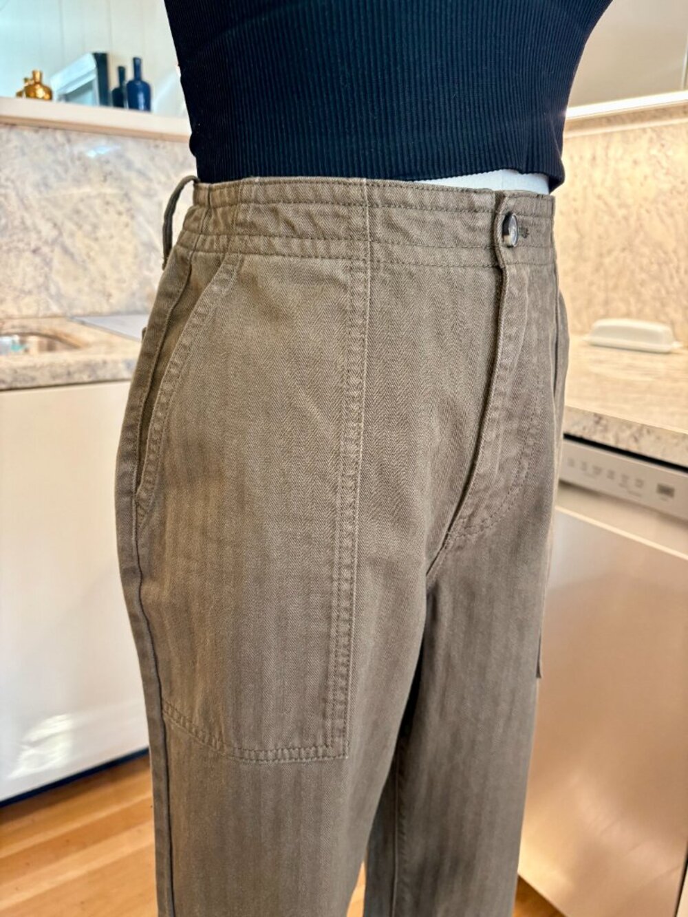 Everlane Organic Cotton Herringbone Fatigue Pants Brown Size 2 - Picture 8 of 10
